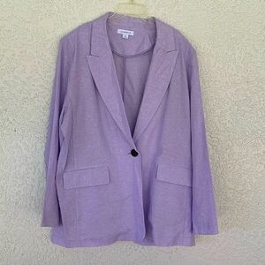 Liz Claiborne linen blend lavender color one button light jacket size 16
